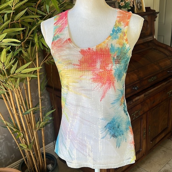 Only nine ladies tank top sequin sleeveless. NWOT. fully line medium petite - Picture 2 of 16